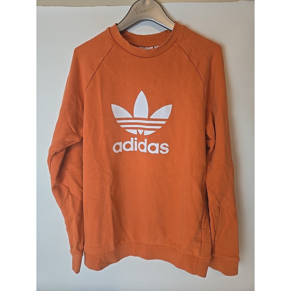 Adidas Big Print Trefoil Orange Crewneck Size Small Sweatshirt Carrot